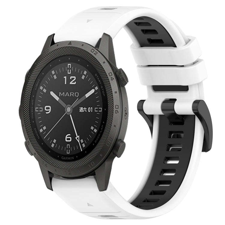 For Garmin MARQ Commander Sports Two-Color 22mm Silicone Watch Band(White+Black)
