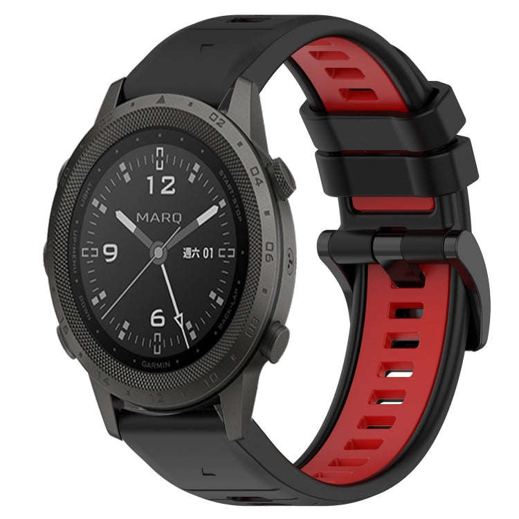 For Garmin MARQ Commander Sports Two-Color 22mm Silicone Watch Band(Black+Red)