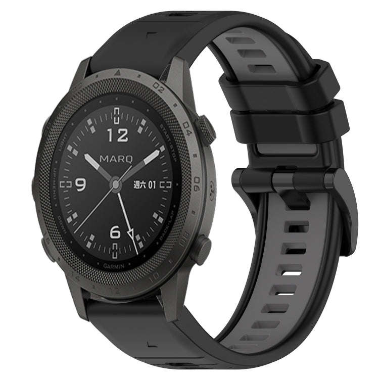 For Garmin MARQ Commander Sports Two-Color 22mm Silicone Watch Band(Black+Grey)