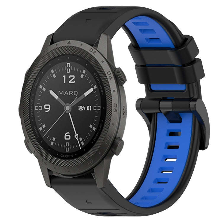 For Garmin MARQ Commander Sports Two-Color 22mm Silicone Watch Band(Black+Blue)