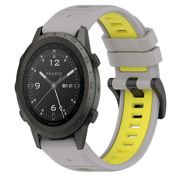 For Garmin MARQ Commander Sports Two-Color 22mm Silicone Watch Band(Grey+Yellow)