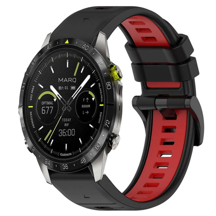 For Garmin MARQ Athlete Sports Two-Color 22mm Silicone Watch Band(Black+Red)
