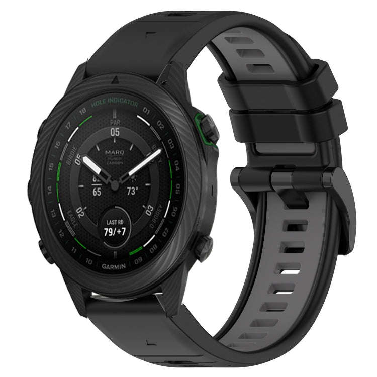For Garmin MARQ Golfer Sports Two-Color 22mm Silicone Watch Band(Black+Grey)