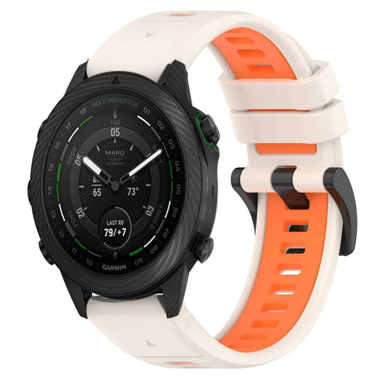 For Garmin MARQ Golfer Sports Two-Color 22mm Silicone Watch Band(Starlight+Orange)