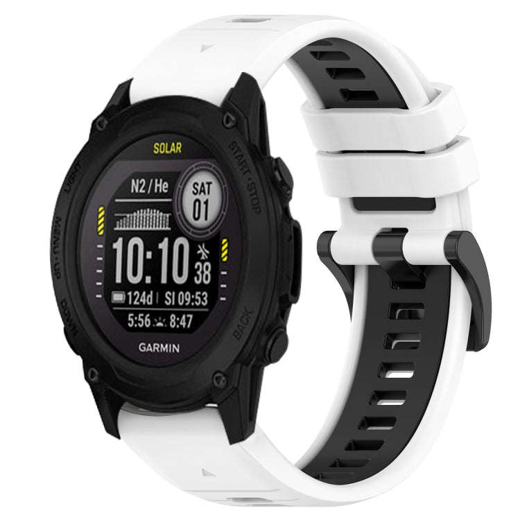 For Garmin Descent G1 Solar Sports Two-Color 22mm Silicone Watch Band(White+Black)