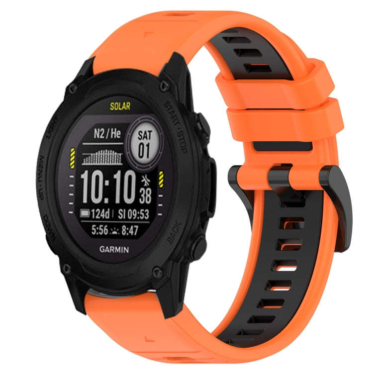 For Garmin Descent G1 Solar Sports Two-Color 22mm Silicone Watch Band(Orange+Black)
