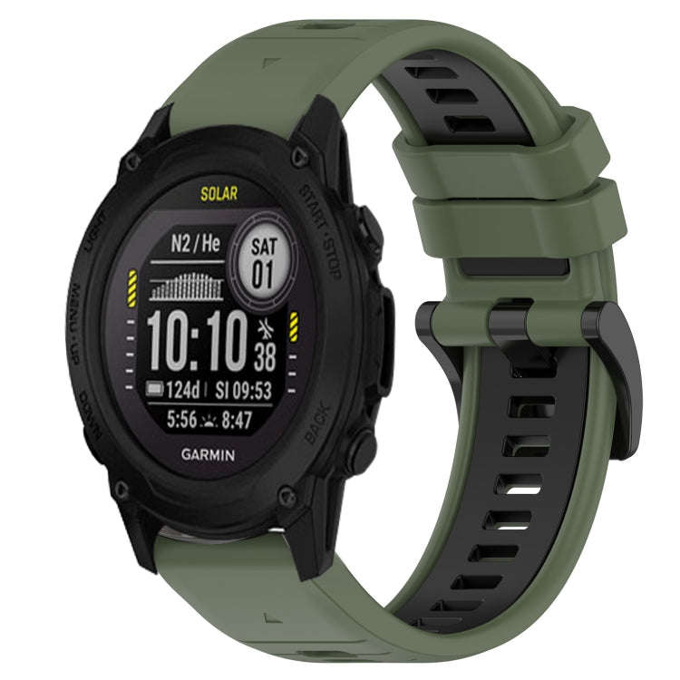 For Garmin Descent G1 Solar Sports Two-Color 22mm Silicone Watch Band(Olive Green+Black)