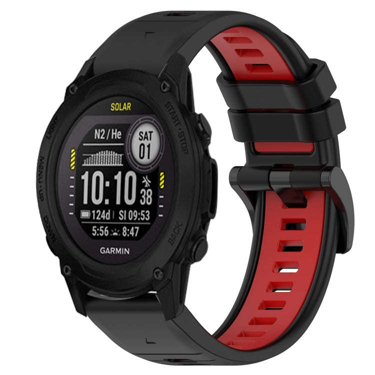 For Garmin Descent G1 Solar Sports Two-Color 22mm Silicone Watch Band(Black+Red)