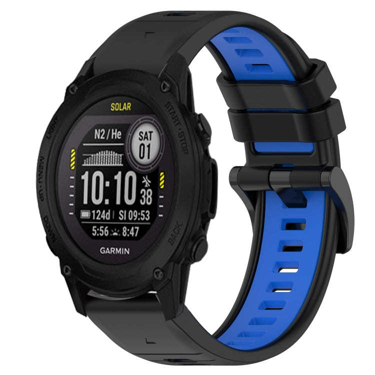 For Garmin Descent G1 Solar Sports Two-Color 22mm Silicone Watch Band(Black+Blue)