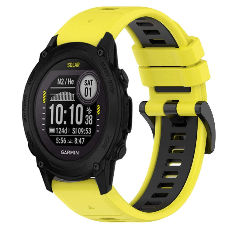 For Garmin Descent G1 Solar Sports Two-Color 22mm Silicone Watch Band(Yellow+Black)