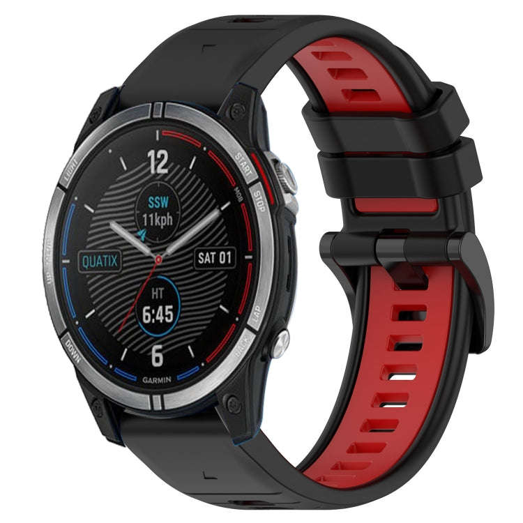 For Garmin Quatix 7 Sports Two-Color 22mm Silicone Watch Band(Black+Red)