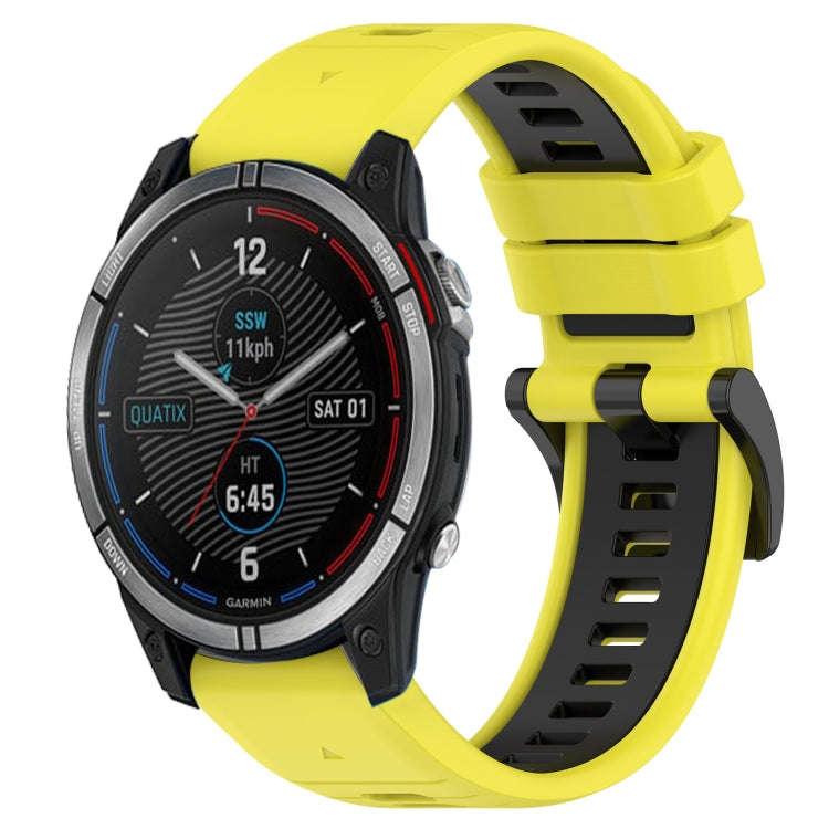 For Garmin Quatix 7 Sports Two-Color 22mm Silicone Watch Band(Yellow+Black)