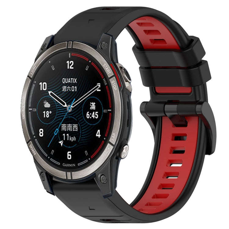 For Garmin Quatix 7 Pro Sports Two-Color 22mm Silicone Watch Band(Black+Red)
