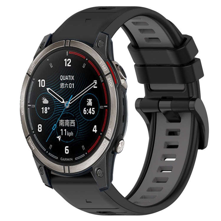 For Garmin Quatix 7 Pro Sports Two-Color 22mm Silicone Watch Band(Black+Grey)
