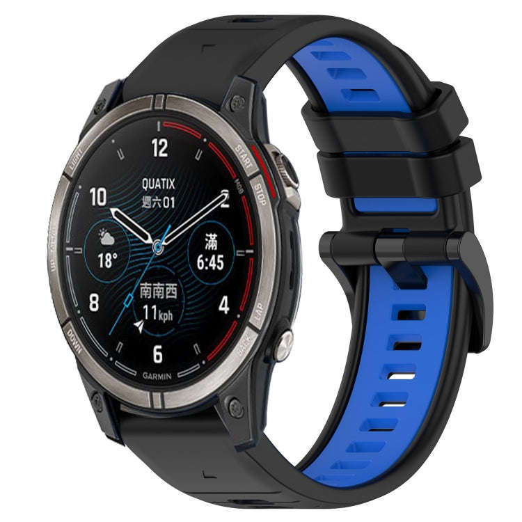 For Garmin Quatix 7 Pro Sports Two-Color 22mm Silicone Watch Band(Black+Blue)