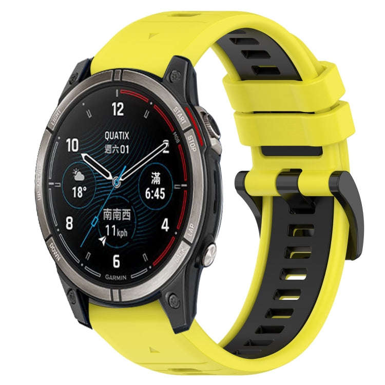 For Garmin Quatix 7 Pro Sports Two-Color 22mm Silicone Watch Band(Yellow+Black)