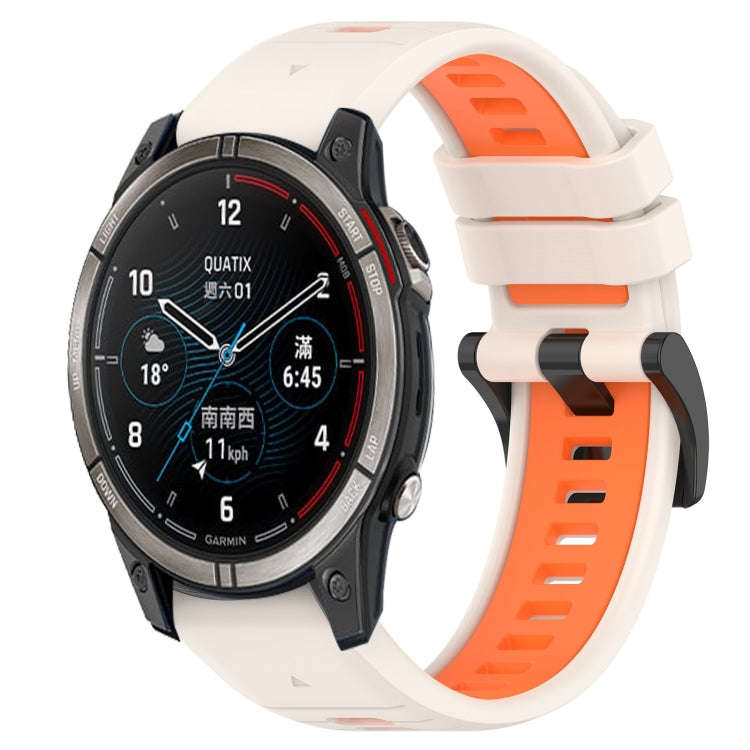 For Garmin Quatix 7 Pro Sports Two-Color 22mm Silicone Watch Band(Starlight+Orange)
