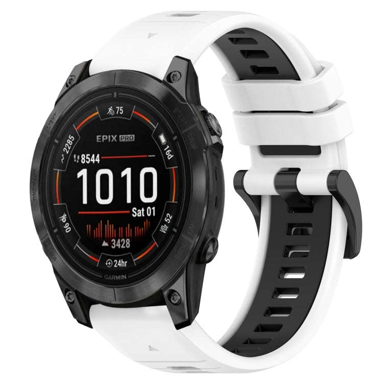 For Garmin Epix Pro 42mm Sports Two-Color 20mm Silicone Watch Band(White+Black)