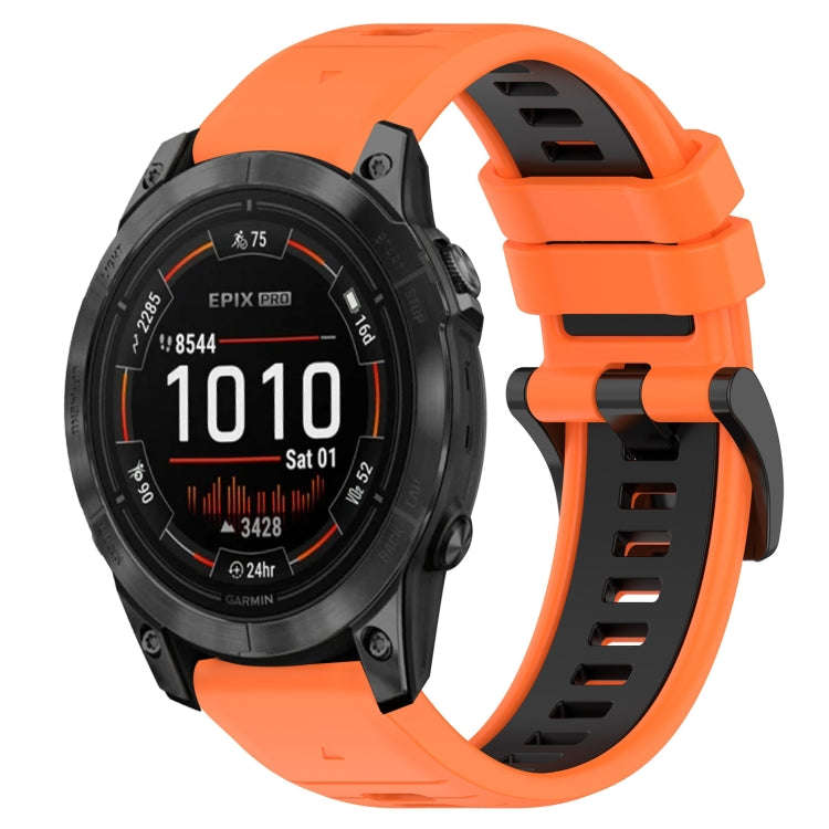 For Garmin Epix Pro 42mm Sports Two-Color 20mm Silicone Watch Band(Orange+Black)