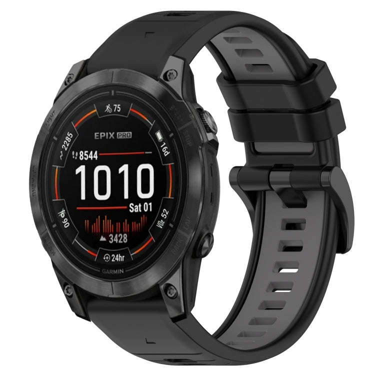 For Garmin Epix Pro 42mm Sports Two-Color 20mm Silicone Watch Band(Black+Grey)