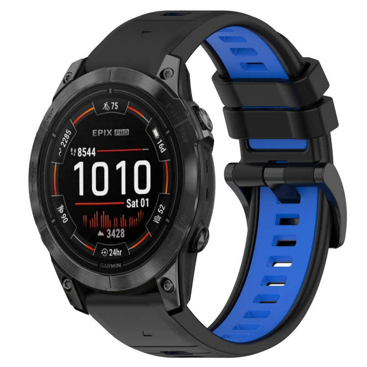 For Garmin Epix Pro 42mm Sports Two-Color 20mm Silicone Watch Band(Black+Blue)