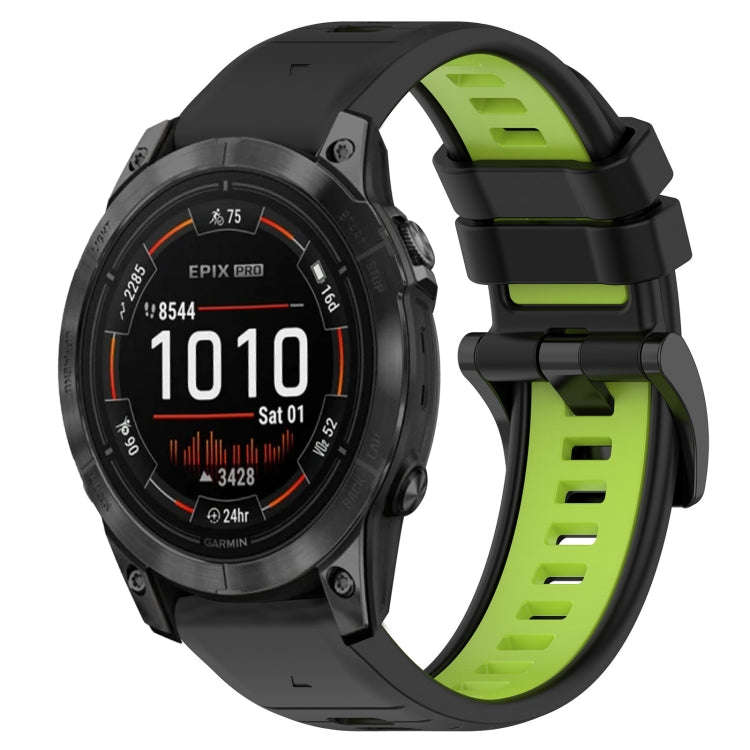 For Garmin Epix Pro 42mm Sports Two-Color 20mm Silicone Watch Band(Black+Lime Green)