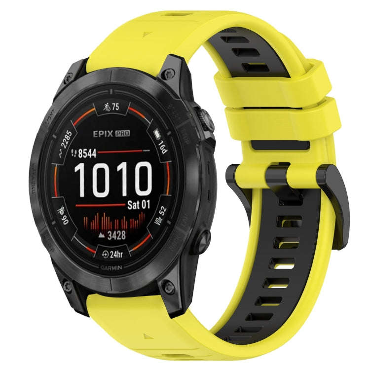 For Garmin Epix Pro 42mm Sports Two-Color 20mm Silicone Watch Band(Yellow+Black)