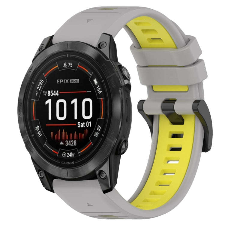 For Garmin Epix Pro 42mm Sports Two-Color 20mm Silicone Watch Band(Grey+Yellow)