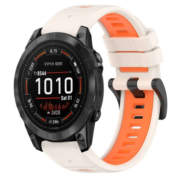For Garmin Epix Pro 42mm Sports Two-Color 20mm Silicone Watch Band(Starlight+Orange)