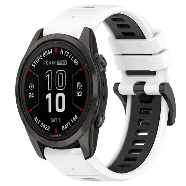For Garmin Fenix 7S Sports Two-Color 20mm Silicone Watch Band(White+Black)