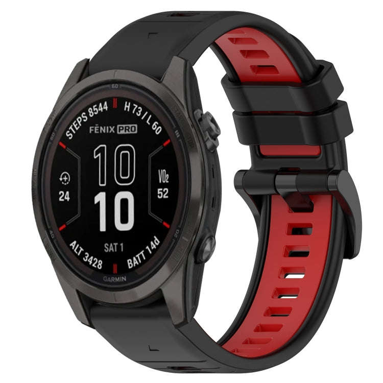 For Garmin Fenix 7S Sports Two-Color 20mm Silicone Watch Band(Black+Red)