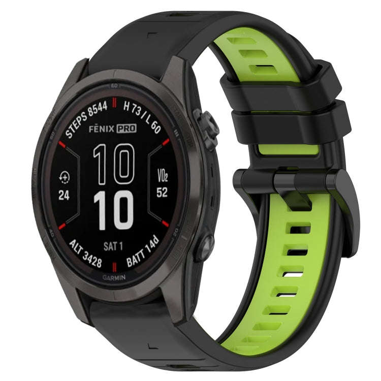 For Garmin Fenix 7S Sports Two-Color 20mm Silicone Watch Band(Black+Lime Green)