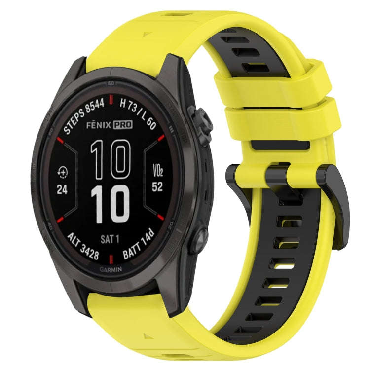 For Garmin Fenix 7S Sports Two-Color 20mm Silicone Watch Band(Yellow+Black)