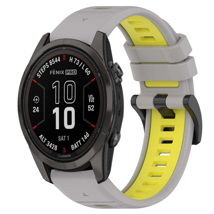 For Garmin Fenix 7S Sports Two-Color 20mm Silicone Watch Band(Grey+Yellow)