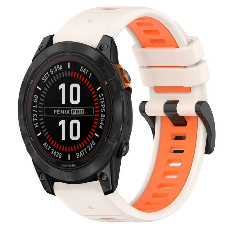 For Garmin Fenix 7S Solar Sports Two-Color 20mm Silicone Watch Band(Starlight+Orange)