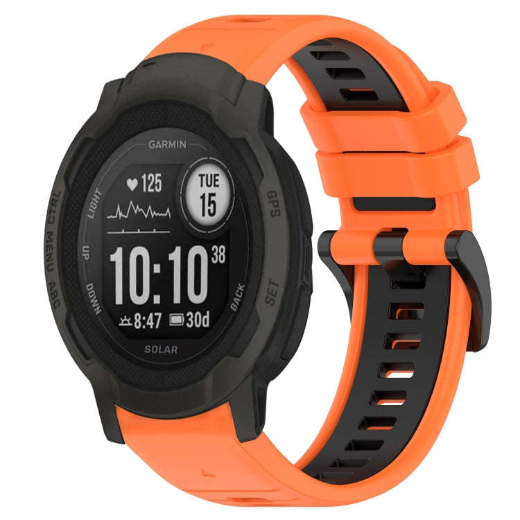 For Garmin Instinct 2S Sports Two-Color 20mm Silicone Watch Band(Orange+Black)