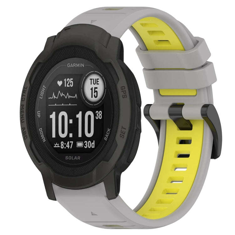 For Garmin Instinct 2S Sports Two-Color 20mm Silicone Watch Band(Grey+Yellow)