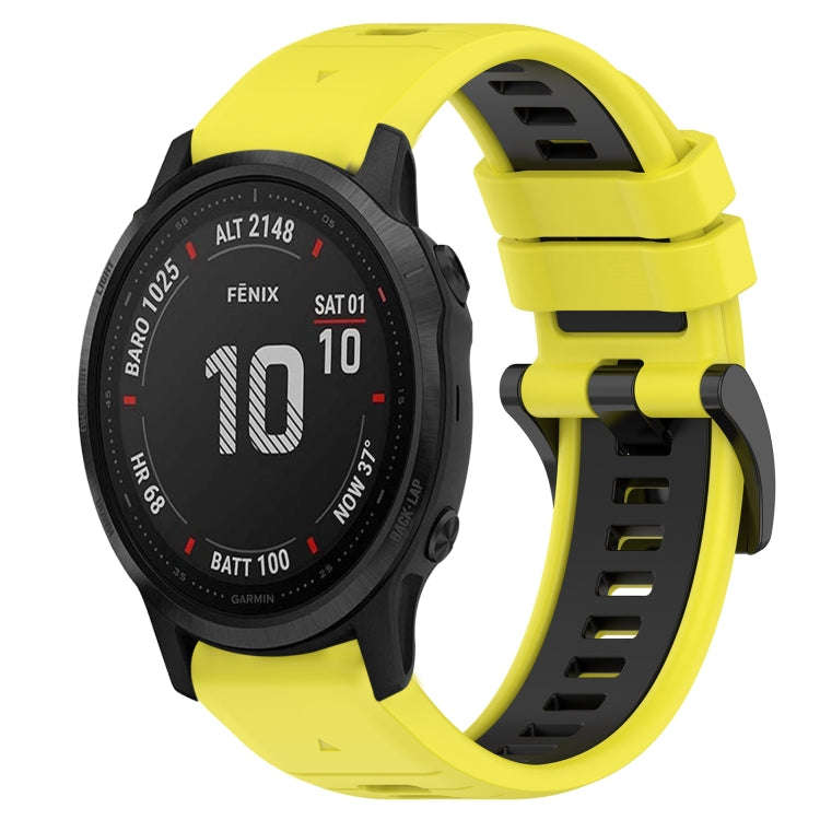 For Garmin Fenix 6S Sports Two-Color 20mm Silicone Watch Band(Yellow+Black)