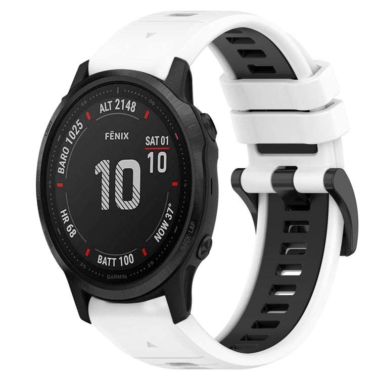 For Garmin Fenix 6S Pro Sports Two-Color 20mm Silicone Watch Band(White+Black)