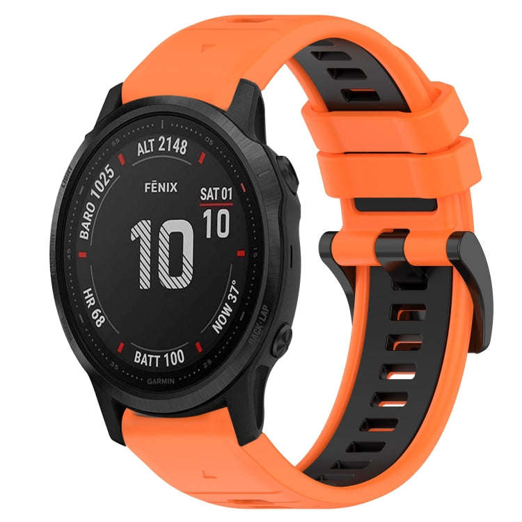 For Garmin Fenix 6S Pro Sports Two-Color 20mm Silicone Watch Band(Orange+Black)