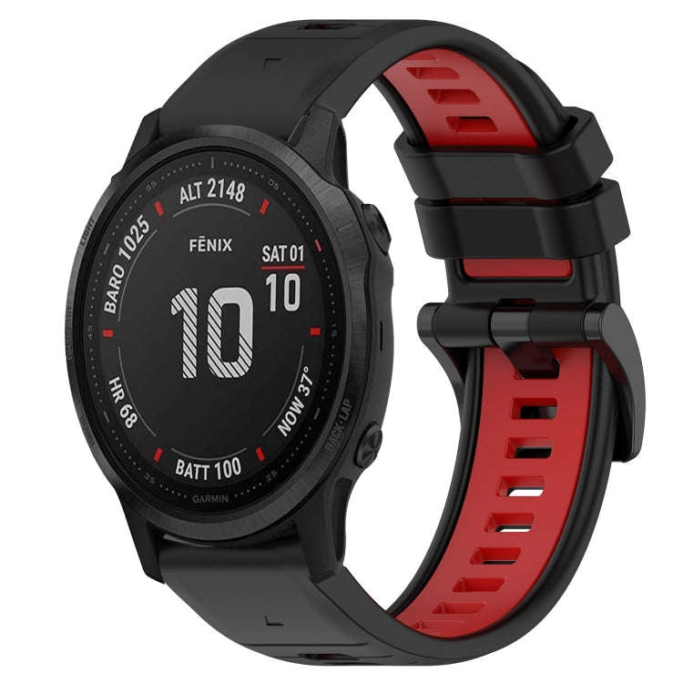 For Garmin Fenix 6S Pro Sports Two-Color 20mm Silicone Watch Band(Black+Red)