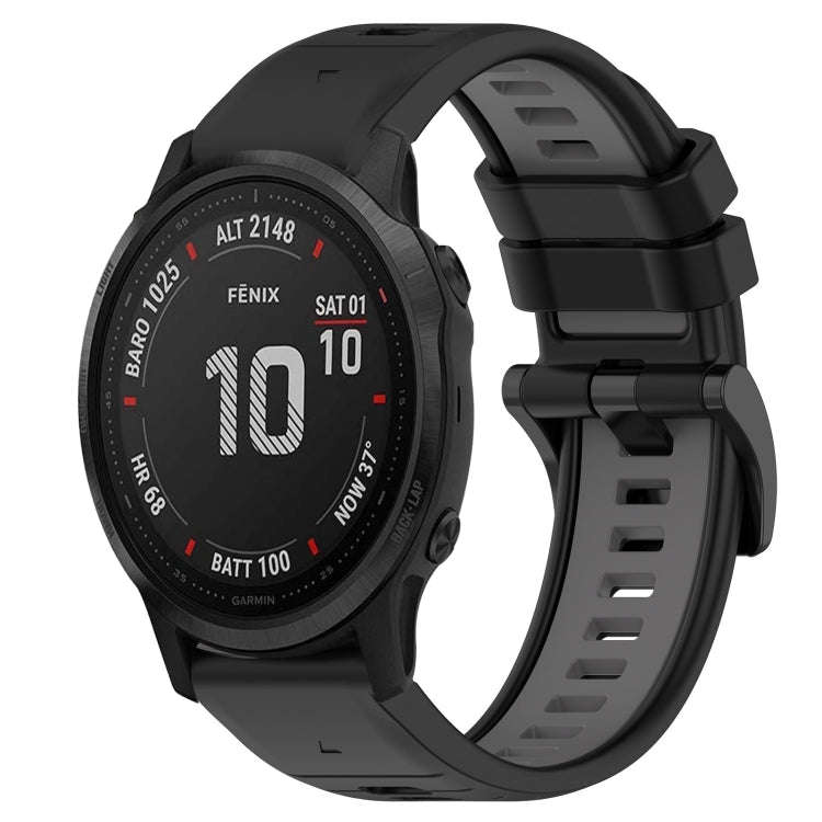 For Garmin Fenix 6S Pro Sports Two-Color 20mm Silicone Watch Band(Black+Grey)