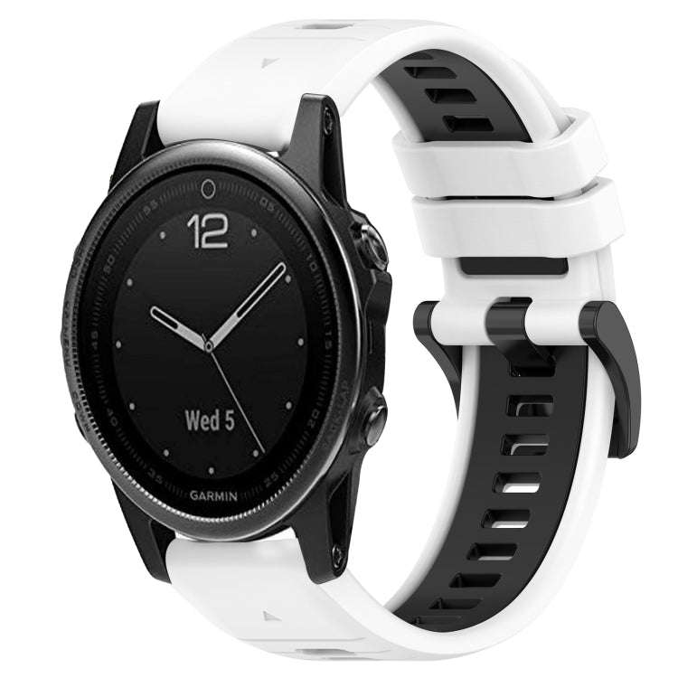 For Garmin Fenix 5S Sports Two-Color 20mm Silicone Watch Band(White+Black)