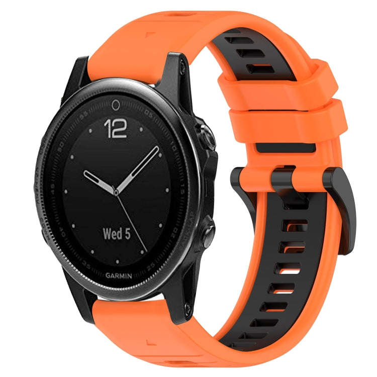 For Garmin Fenix 5S Sports Two-Color 20mm Silicone Watch Band(Orange+Black)
