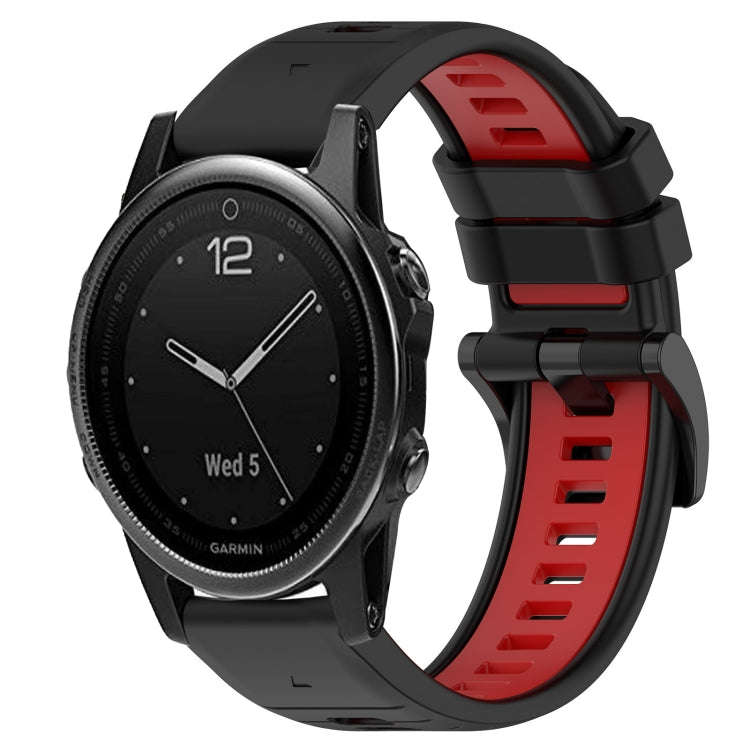 For Garmin Fenix 5S Sports Two-Color 20mm Silicone Watch Band(Black+Red)