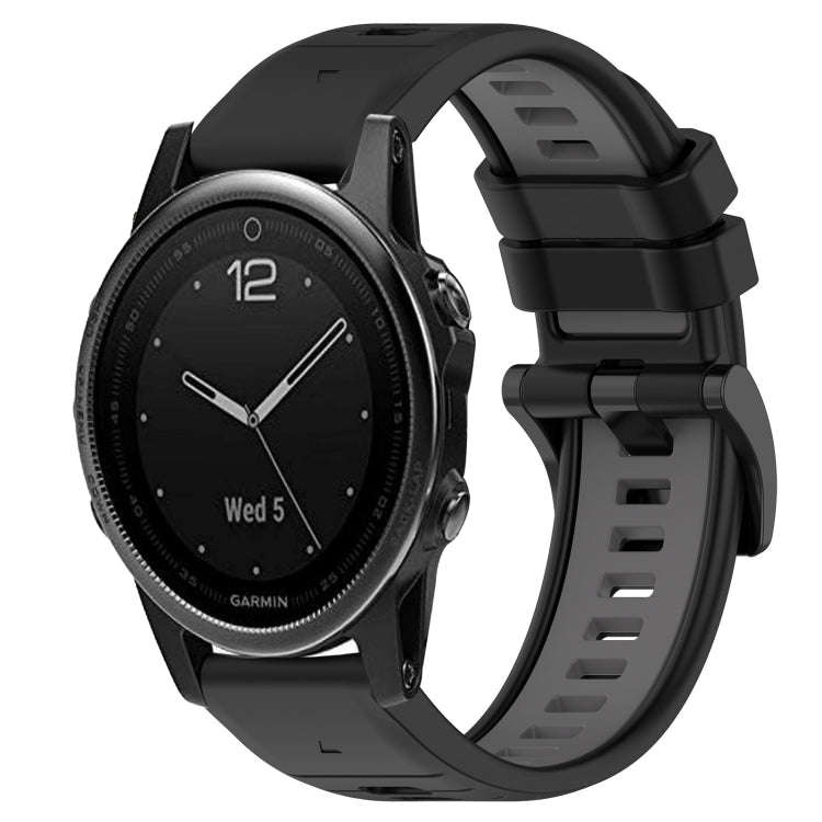 For Garmin Fenix 5S Sports Two-Color 20mm Silicone Watch Band(Black+Grey)