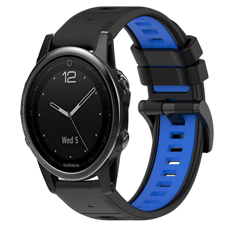 For Garmin Fenix 5S Sports Two-Color 20mm Silicone Watch Band(Black+Blue)