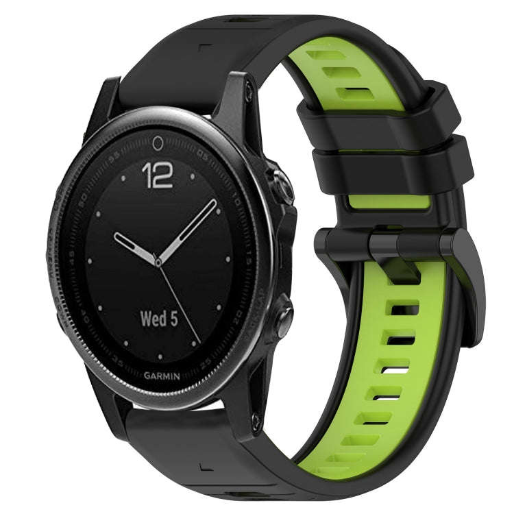 For Garmin Fenix 5S Sports Two-Color 20mm Silicone Watch Band(Black+Lime Green)