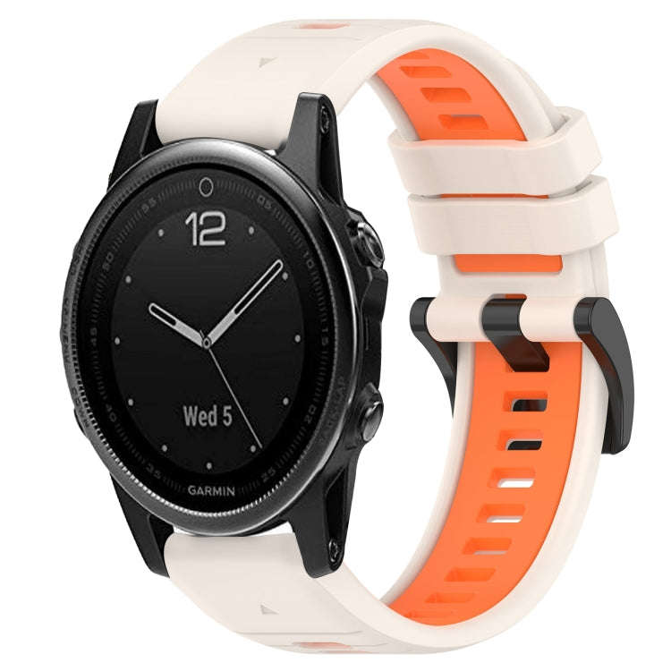 For Garmin Fenix 5S Sports Two-Color 20mm Silicone Watch Band(Starlight+Orange)