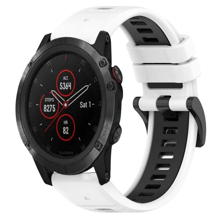 For Garmin Fenix 5S Plus Sports Two-Color 20mm Silicone Watch Band(White+Black)